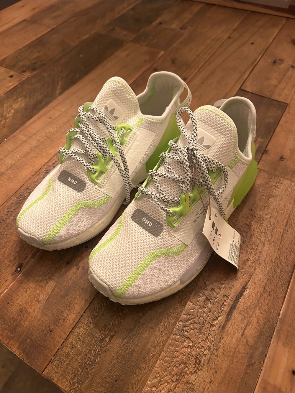 adidas Kids White and Lime Green Sneakers